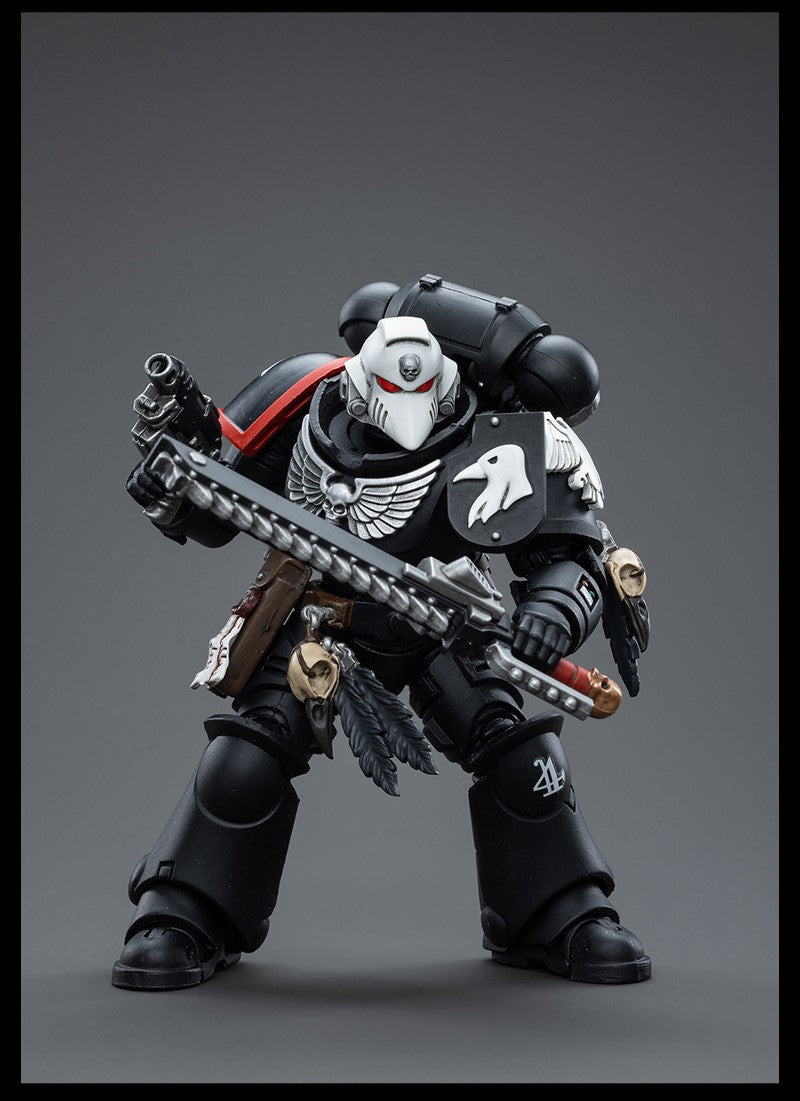 Joy Toy brings Raven Guard Intercessors from Warhammer 40k to life with this new series of 1/18 scale figures! Each figure typically includes interchangeable hands and weapon accessories and stands between 4" and 6" tall.