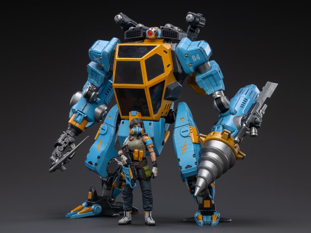 Joy Toy military vehicle series continues with the North 04 Armed Attack Mecha and pilot figure! JoyToy, each 1/18 scale articulated military mech and pilot features intricate details on a small scale and comes with equally-sized weapons and accessories.