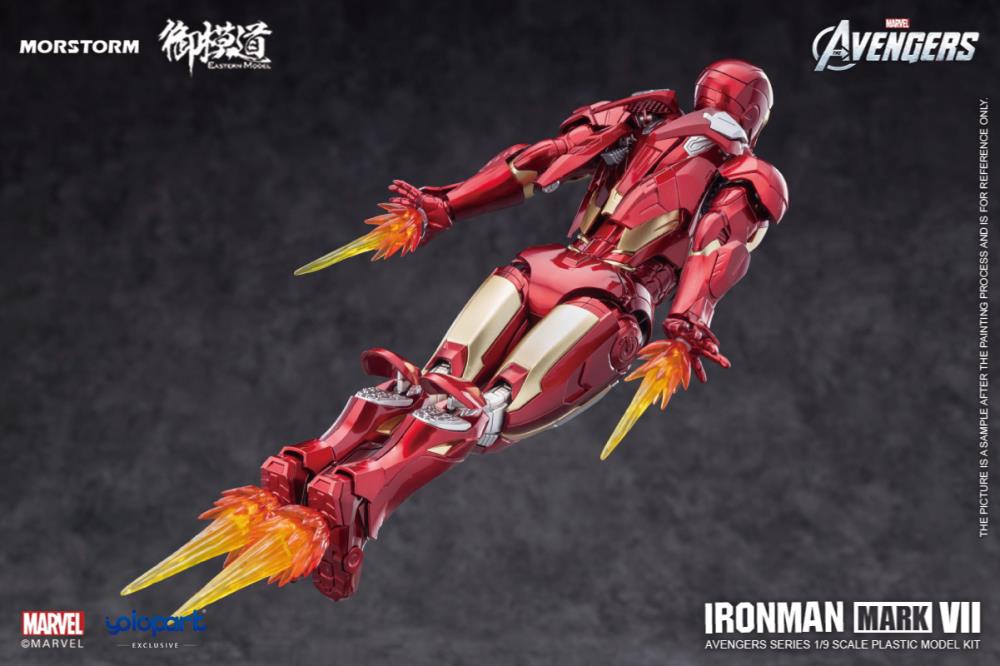 The Avengers, comes a new model kit of the Iron Man Mark VII suit! This Eastern Model Mostorm Marvel model kit features a deep variety of option to customize Iron Man with and in high detail as well.