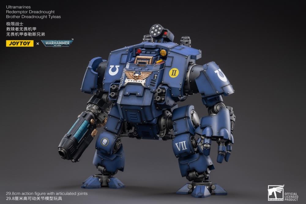 When the JoyToy Ultramarines need reinforcements, they call down Brother Tyleas in his Dreadnought to crush their enemies for the Emperor! Joy Toy brings the Ultramarines from Warhammer 40k to life with this new series of 1/18 scale figures.