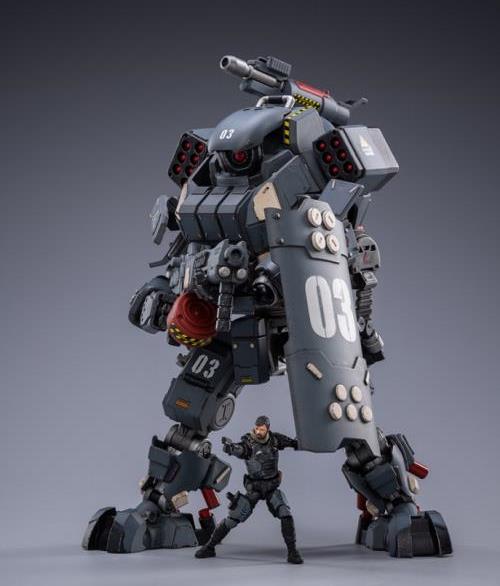 Joy Toy military vehicle series continues with the Iron Wrecker 03 Urban Warfare Mecha and pilot figure! JoyToy, each 1/25 scale articulated military mech and pilot features intricate details on a small scale and comes with equally-sized weapons and accessories.