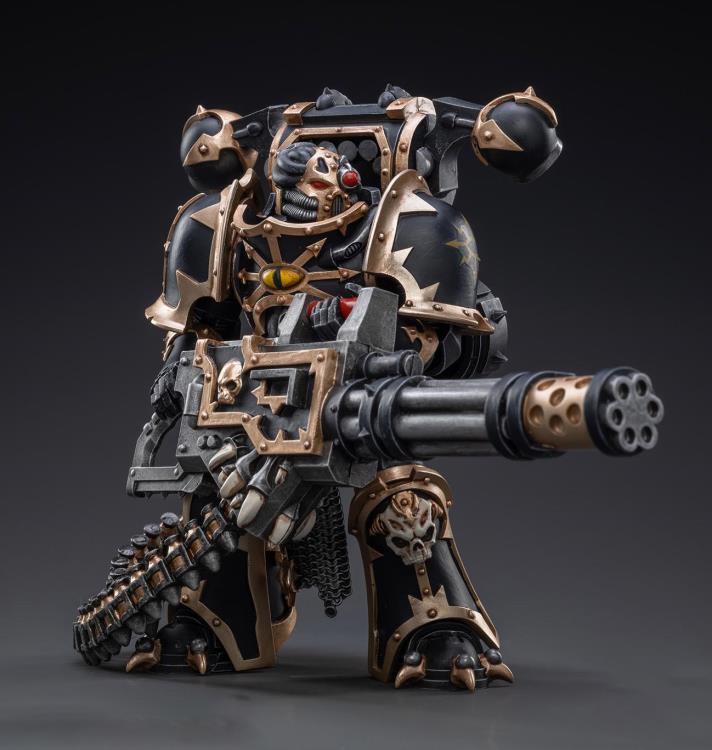 Joy Toy brings the Black Legion Havocs Marine to life with this 1/18 scale figure. The JoyToy Black Legion is a Traitor Legion of Chaos Space Marines that is the first in infamy, if not in treachery, whose name resounds as a curse throughout the scattered and war-torn realms of Humanity. Recreate the most important battles with this highly detailed and articulated figure.