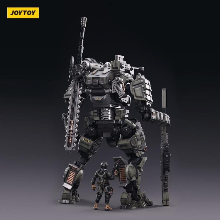 Joy Toy military vehicle series continues with the New Zeus Heavy Firepower Mecha! This 1/18-scale military Mech includes a pilot that can ride inside and a variety of weapon accessories along with removable armor pieces. JoyToy New Zeus Heavy Firepower Mecha stands about 12 1/2" tall and the pilot figure measures just under 4" tall.
