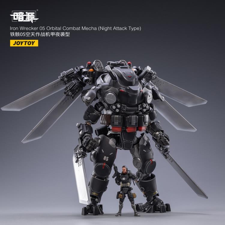 Joy Toy Dark Source Iron Wrecker 05 Orbital Combat Mecha (Night Attack Type) 1/25 Scale Figure JT2030. JoyToy military vehicle series continues with the Iron Wrecker 05 Orbital Combat Mecha (Night Attack Type) and pilot figure!