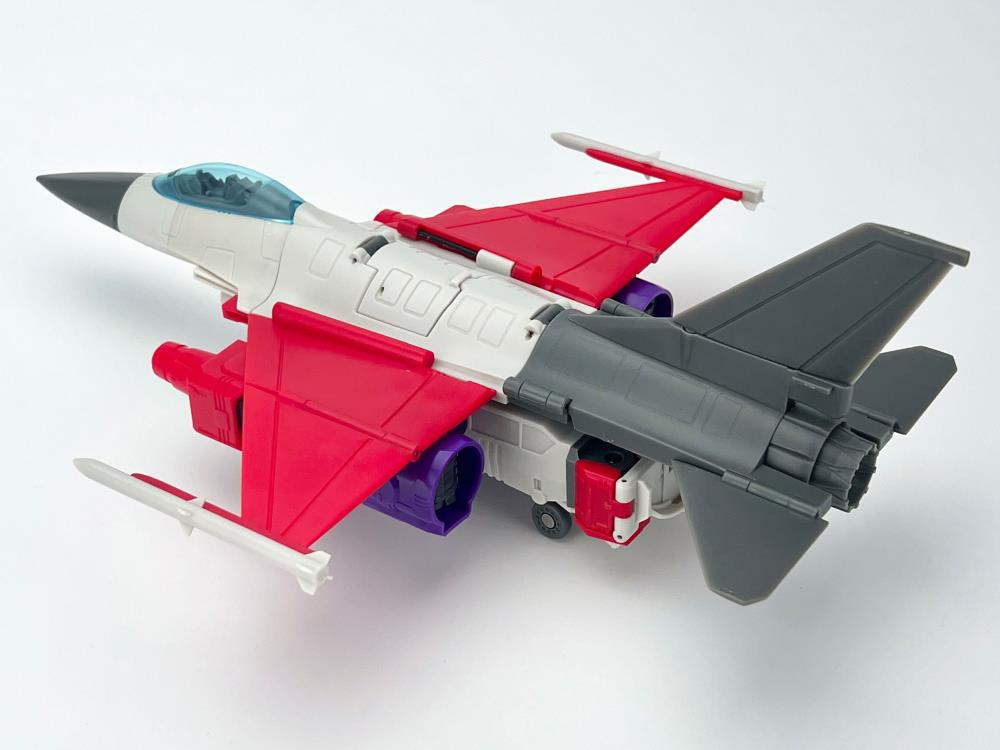 From Fans Hobby comes the Master Builder MB-23 Destroyer converting robot. This robot features a red, white and purple color scheme and can convert into a jet plane. This highly detailed Destroyer figure is a terrific addition to any collection.