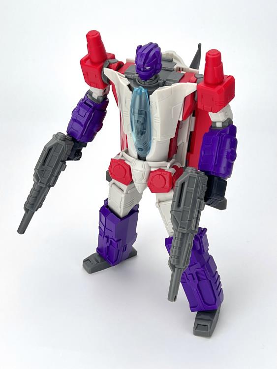 From Fans Hobby comes the Master Builder MB-23 Destroyer converting robot. This robot features a red, white and purple color scheme and can convert into a jet plane. This highly detailed Destroyer figure is a terrific addition to any collection.