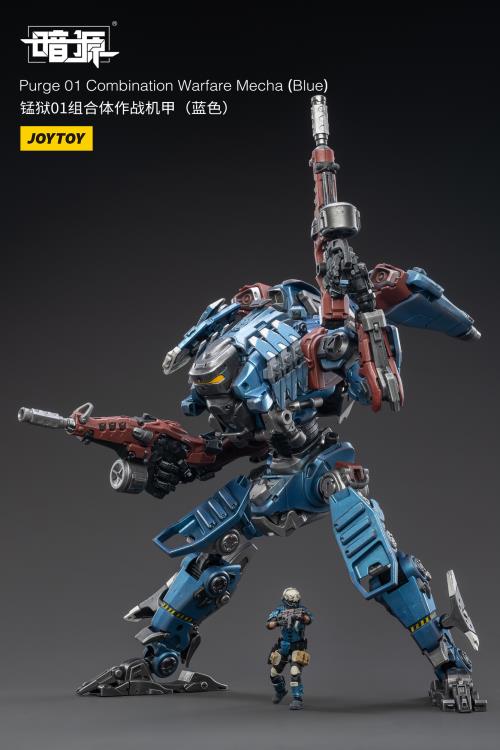 Joy Toy Dark Source Purge 01 Combination Warfare Mecha (Blue Vers.) 1/25 Scale Figure. JoyToy military vehicle series continues with the Purge 01 Combination Warfare Mecha and pilot figure!