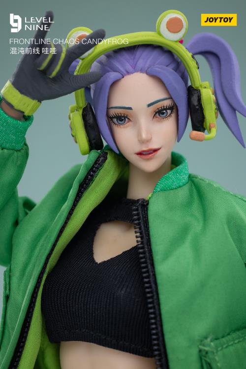 Joy Toy Frontline Chaos figure series continues in 1/12 Scale. Dressed in real cloth and stylish clothing, JoyToy Candyfrog Hacker figure is ready to run into battle with her trusty headset, backpack and weapon combos.