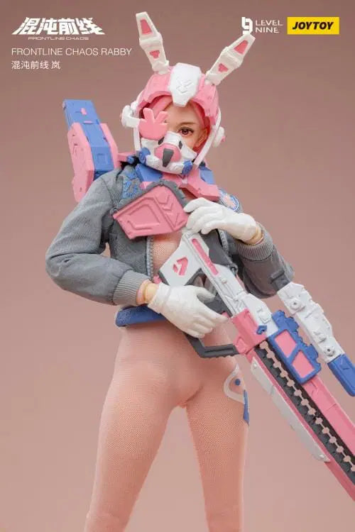 Joy Toy Frontline Chaos figure series continues in 1/12 Scale. Dressed in real cloth and stylish clothing, JoyToy Rabby figure is ready to run into battle with her trusty rabbit belt, backpack, and weapon combos.