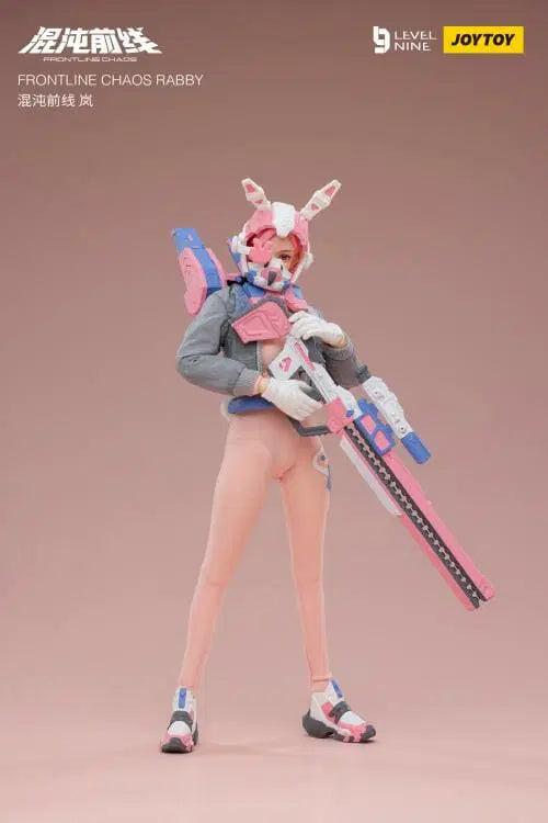 Joy Toy Frontline Chaos figure series continues in 1/12 Scale. Dressed in real cloth and stylish clothing, JoyToy Rabby figure is ready to run into battle with her trusty rabbit belt, backpack, and weapon combos.