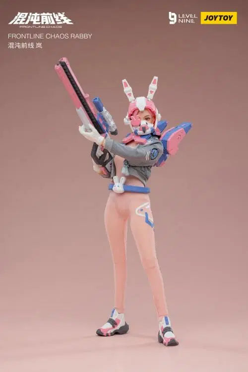 Joy Toy Frontline Chaos figure series continues in 1/12 Scale. Dressed in real cloth and stylish clothing, JoyToy Rabby figure is ready to run into battle with her trusty rabbit belt, backpack, and weapon combos.
