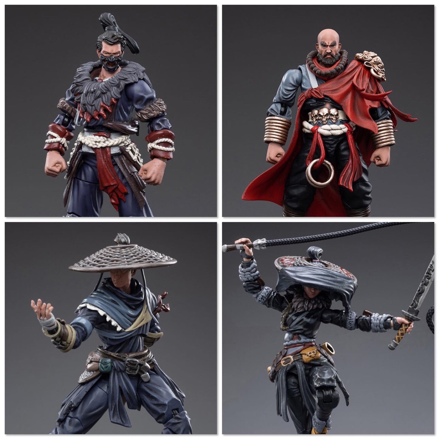 Joy Toy Dark Source JiangHu YunYue Qin/ Changwu Temple Monk Wunian/Wuzun Sect Tengtian Yue/ Xun Shentu figure are incredibly detailed in 1/18 scale. JoyToy, each figure is highly articulated and includes accessories.