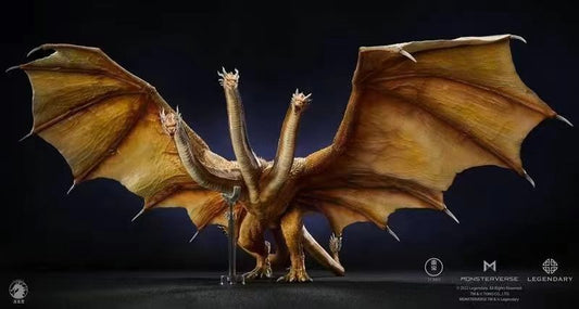 W-Dragon (Wan Long Tang) Kaiju Ghidorah/ Three-Headed Dragon Ghidorah PVC figure in the Godzilla Monster series authorized by Legend Oriental/ Toho Pictures is available.