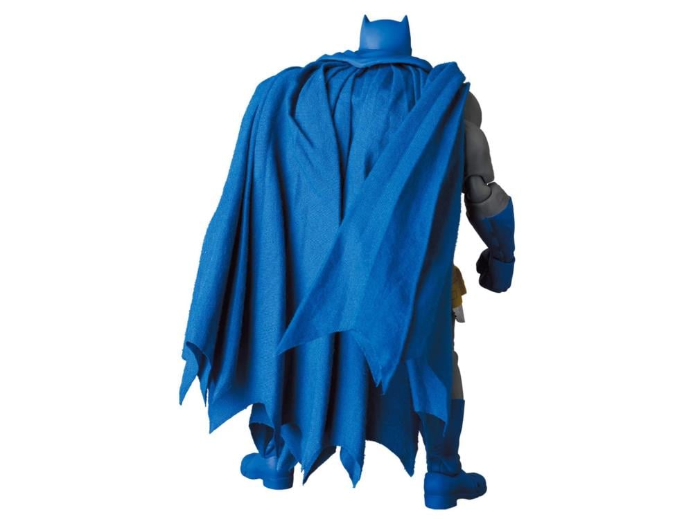 Based on The Dark Knight Returns story line, this MAFEX Batman is a fully articulated figure standing 6.30 inches tall. Batman features a fabric cape and a high level of articulation for acting out all of your favorite scenes. This blue version of Batman uses exclusive parts just for this figure.  Robin stands in scale with Batman and comes with a slingshot and cloak with wires for posing. Order this MAFEX Batman and Robin figure today!
