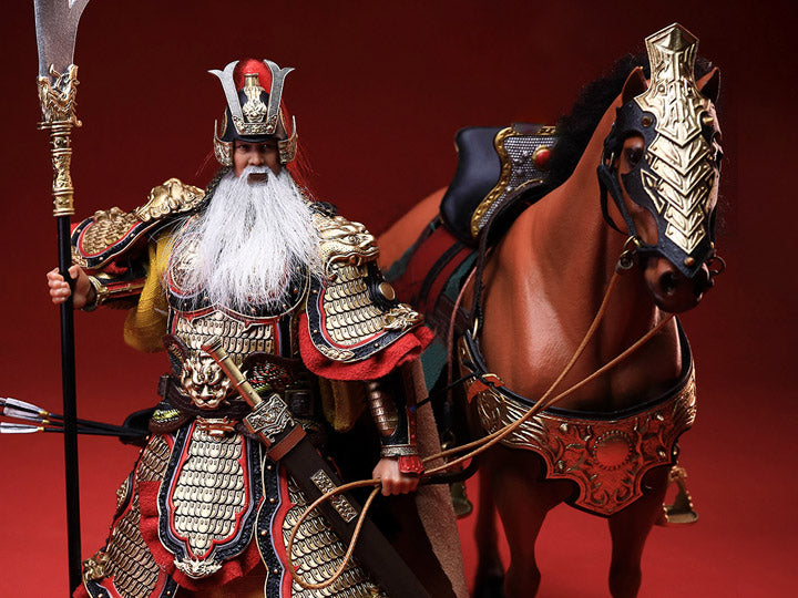 Crush the invading enemies as you defend your homeland with this Huang Hansheng figure by 303 Toys! Featuring multiple weapons and accessories, this 1/12 scale figure will be a perfect addition for any collector. Order yours today!  The Battlefield Version of this figure includes a war banner and horse for your warrior to ride on.