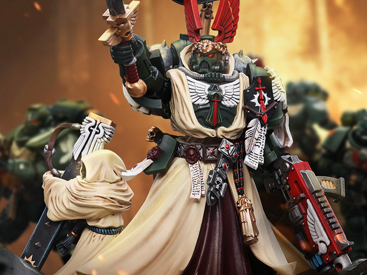 The Joy Toy Warhammer 40K Dark Angels Supreme Grand Master Azrael action figure is a highly detailed collectible, perfect for fans of the Warhammer 40K universe. This figure captures the essence of the character’s formidable presence, making it a must-have for collectors and enthusiasts alike.