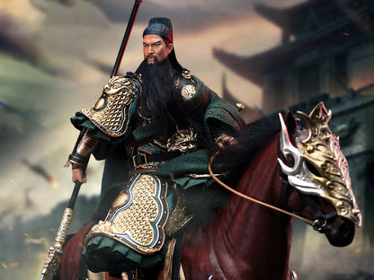 Dominate the battlefield and bring glory to your kingdom with this Guan Yu Yangchang figure by 303 Toys! Featuring multiple weapons and accessories, this 1/12 scale figure will be a perfect addition for any collector. Order yours today!  The Battlefield Version of this figure includes a war banner and horse for your warrior to ride on.