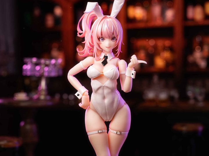 Add to your figure collection with the Bunny Girl Eileen 1/12 scale figure from Snail Shell. This highly articulated figure features Eileen in a white bunny girl outfit and comes with a variety of parts and accessories to create fun poses with. Be sure to add this figure to your collection!  Pair together with the Tornado Rabbit 1/12 Scale Motorcycle (sold separately) for even more fun!