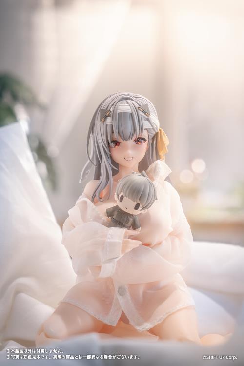 From the popular smartphone game Goddess of Victory: Nikke, Modernia: First Encounter is now available as an action figure! 

This 1/12 scale Modernia figure comes with interchangeable faces (happy, sad, and expressionless) all of which feature movable eyeballs. The figure is fully posable and features a fine gradation painting all over to carefully replicate her skin tone.