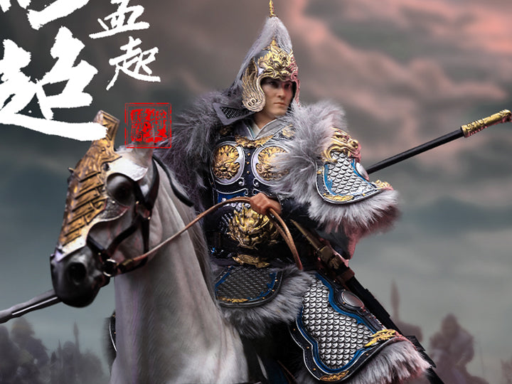 Crush the invading enemies as you defend your homeland with this Ma Chao Mengqi figure by 303 Toys! Featuring multiple weapons and accessories, this 1/12 scale figure will be a perfect addition for any collector. Order yours today!  The Battlefield Version of this figure includes a war banner and horse for your warrior to ride on.