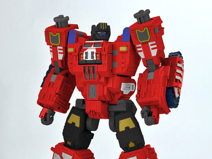 From Fans Hobby comes the Master Builder MB-20 X-Load converting robot. This robot features a red and black color scheme and can convert into a vehicle. This highly detailed X-Load figure is a terrific addition to any collection.