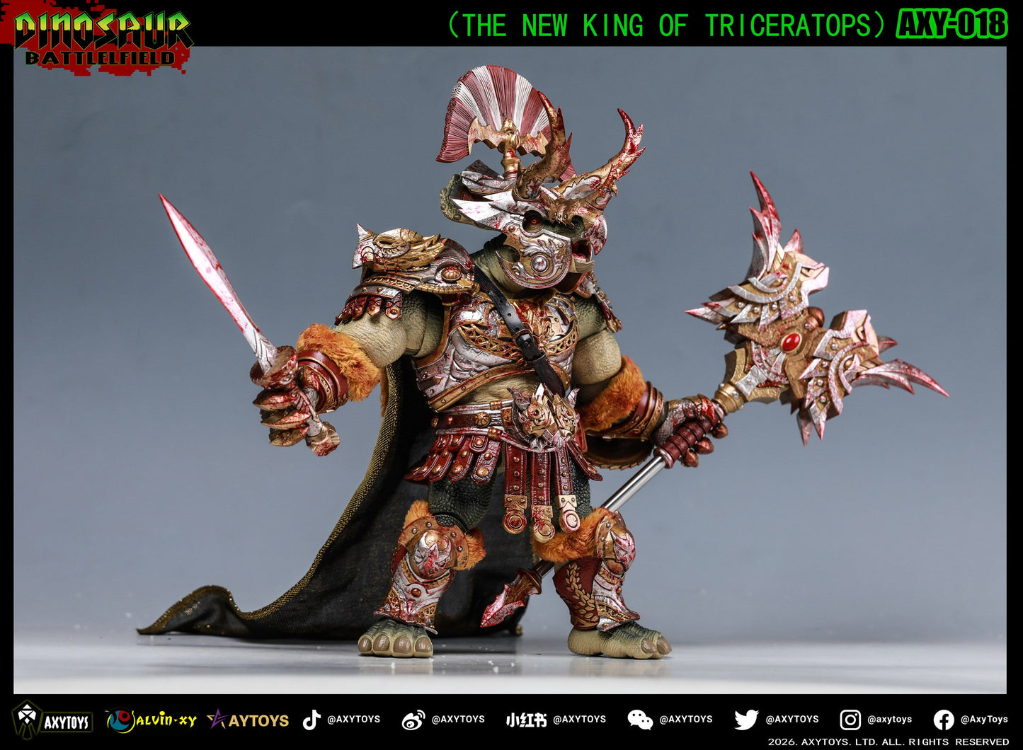 (Pre-order) Axytoys Dino battlefield King of Triceratops set of 2 (018+019 figure)