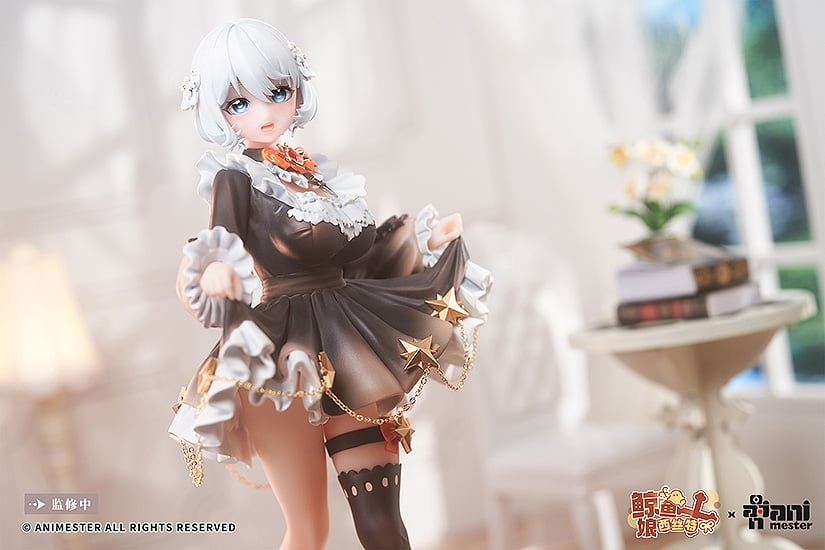 From AniMester comes a 1/7 scale figure of the Virtual Idol Sister (Vocal Ver.). The "Vocal Version" comes with a special base with a voice player built in. Seven different voice clips (recorded in Chinese) are recorded to the base.  With playful short hair, dreamy blue eyes, a sweet lolita skirt and a sexy, curvy physique, this virtual idol is sure to charm! The black silk and garter visible beneath her slightly lifted skirt create an even more eye-catching look! 