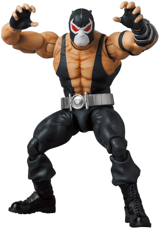 Based on the Batman: Knightfall storyline from DC Comics, this MAFEX Bane action figure is highly articulated with several features and accessories. Bane features a detailed sculpt and 2 head portraits.  Batman figure sold separately