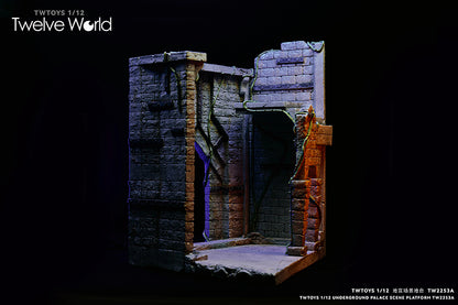 Take your figure display to the next level with this Abandoned Site platform. This base is presented in 1/12 scale and has been sculpted with fine detail and features beautiful paint applications.   Figures pictured are not included. Underground Palace Dungeon TW2253B shown for reference and not included (sold separately).