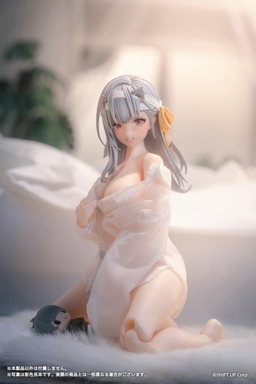 From the popular smartphone game Goddess of Victory: Nikke, Modernia: First Encounter is now available as an action figure! 

This 1/12 scale Modernia figure comes with interchangeable faces (happy, sad, and expressionless) all of which feature movable eyeballs. The figure is fully posable and features a fine gradation painting all over to carefully replicate her skin tone.