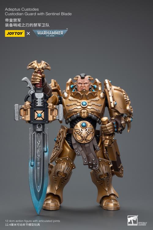 Joy Toy brings the Adeptus Custodes to life with this Warhammer 40K 1/18 scale figure! Clad in golden armor, the Adeptus Custodes chapter of the Space Marines are rumored to have been hand-crafted by the Emperor Himself. Tasked with protecting both the Imperial Palace and the physical body of the Emperor, these bastions of Imperial might are considered the deadliest warriors in the galaxy, human or otherwise.