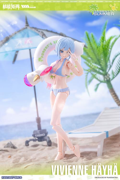 Nuke Matrix's new Vivienne Hayha (Summer Shine Ver.) model kit is here!  Full of surprises, Vivienne is waiting for you to go exploring together. With several interchangeable parts and accessories, this figure is fully poseable upon completion of the model kit.