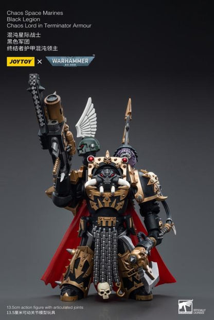 Joy Toy brings the Chaos Space Marines Black Legion to life with this Warhammer 40K 1/18 scale figure! The Black Legion is a Traitor Legion of Chaos Space Marines that is the first in infamy, if not in treachery, whose name resounds as a curse throughout the scattered and war-torn realms of Humanity.