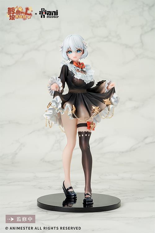 From AniMester comes a 1/7 scale figure of the Virtual Idol Sister. With playful short hair, dreamy blue eyes, a sweet lolita skirt and a sexy, curvy physique, this virtual idol is sure to charm! The black silk and garter visible beneath her slightly lifted skirt create an even more eye-catching look!  The figure also features a special tracking eye feature. The position of the pupils change as though tracking the viewer depending on the viewing angle.