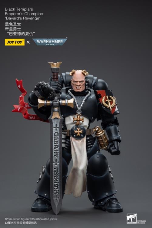 Joy Toy brings the Black Templars to life with this Warhammer 40K 1/18 scale figure! The Black Templars view the Emperor of Mankind as a literal god and have launched a crusade to enforce his reign. Converting entire worlds with the might of their massive battle fleet, their firepower is a match for any other Space Marine Chapter.