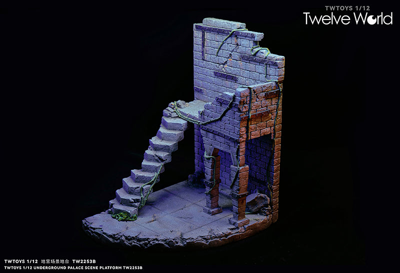 Take your figure display to the next level with this Abandoned Site platform. This base is presented in 1/12 scale and has been sculpted with fine detail and features beautiful paint applications.   Figures pictured are not included. Underground Palace Dungeon TW2253A shown for reference and not included (sold separately).