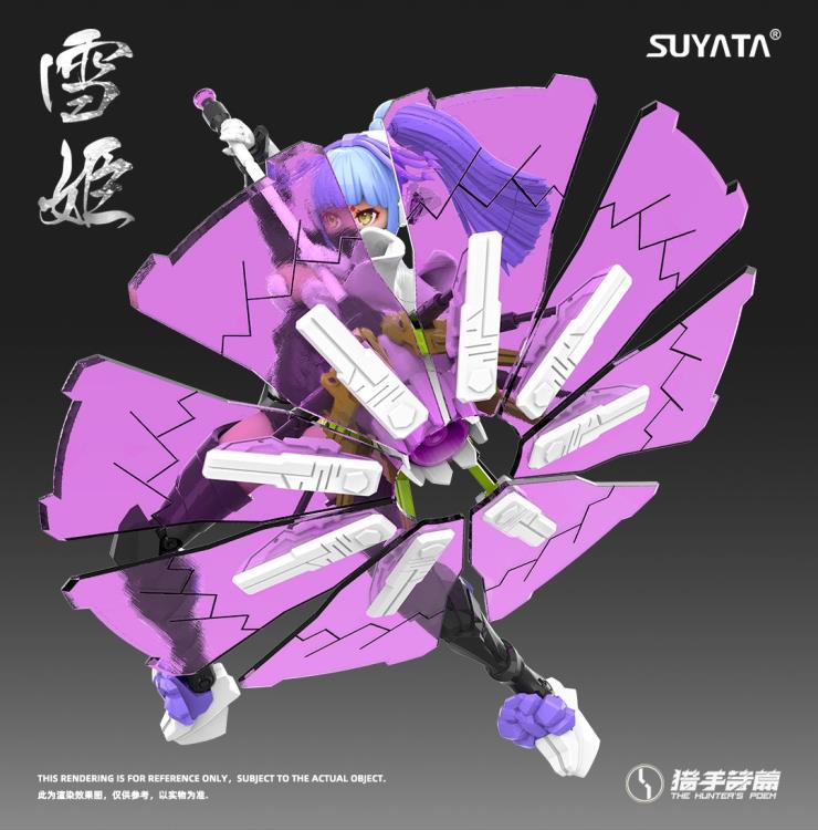 From Suyata, this 1/12 scale model kit of The Hunter's Poem HP-005 Yukihime is here! With a plethora of weaponry this model kit is a great addition to any mecha or anime collection.   This kit features snap-together construction, alternate hands, and both pre-painted and blank faces for added customization.
