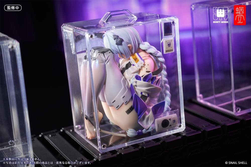 Introducing the original "Girl in the Box" 1/7 scale figure by Snail Shell! This exquisite item offers an ultimate experience in layered color shifts and textures. Adorned with a pearlescent paint, the clothing on this figure shimmers in a rainbow spectrum, reflecting a myriad of colors.