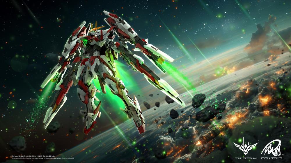 Add on to your model kit collection with this Star Eternal Xingheng 1/100 scale model kit by Iron Toys! This impressive model kit features a mecha inspired design with a white, red, and green color scheme. It features an alloy frame that allows the figure to be posed in various positions.