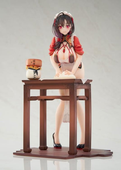 From the Azur Lane video game comes the Ting An (Tender White Jade Ver.) 1/7 scale figure by Apex! This detailed figure is around 9 inches tall and displays Ting An in the kitchen in while she attempts to knead some dough. This figure includes an additional face part to display Ting An with a "heart eyes" expression. Be sure to add this figure to your collection!