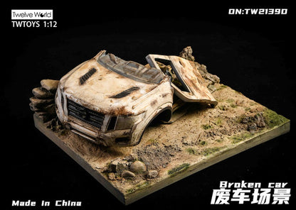 Twelve World Scrap Car Scene (D) 1/12 Scale Diorama Base
