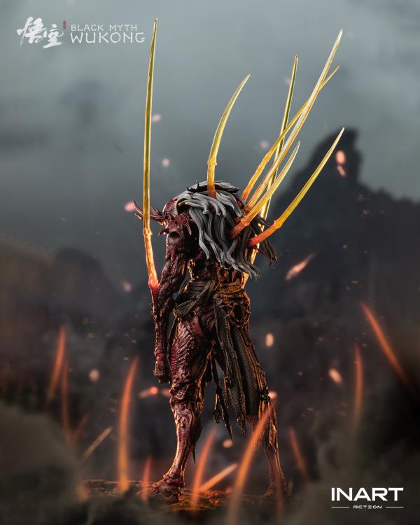 Raging onto the battlefield with the heat of a roaring inferno is the dreaded Yaksha King from the smash hit video game Black Myth: Wukong! A fresh new entry in the InArt line of 1/12 scale dynamic action figures, the Yaksha King wields his wicked elbow blades with an unrelenting ferocity that is capable of driving back even the Destined One from a straight forward assault.