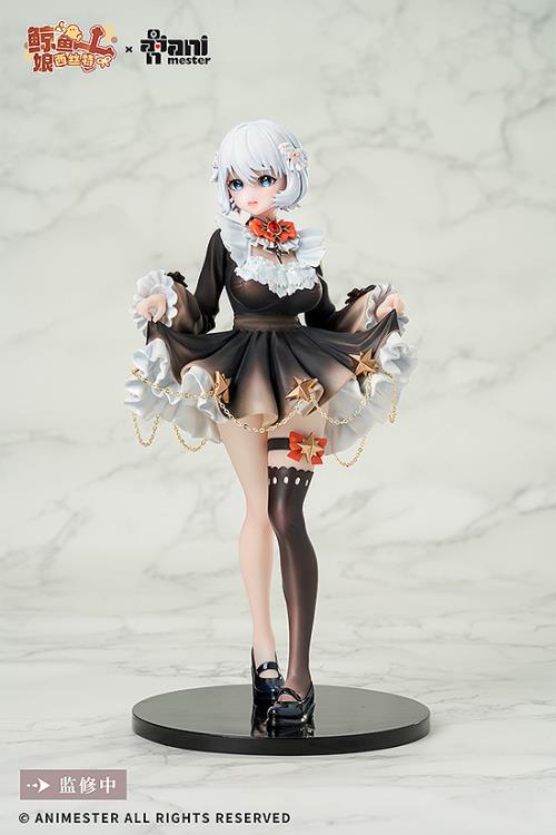 From AniMester comes a 1/7 scale figure of the Virtual Idol Sister. With playful short hair, dreamy blue eyes, a sweet lolita skirt and a sexy, curvy physique, this virtual idol is sure to charm! The black silk and garter visible beneath her slightly lifted skirt create an even more eye-catching look!  The figure also features a special tracking eye feature. The position of the pupils change as though tracking the viewer depending on the viewing angle.