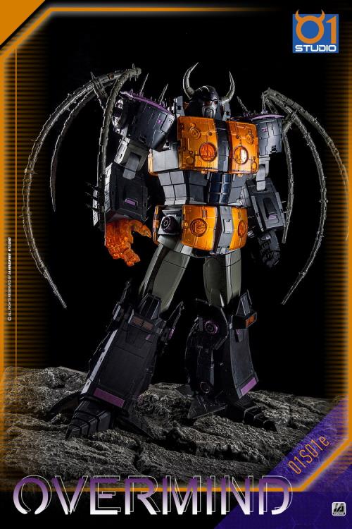 01S01E Overmind is a massive figure standing over 17 inches tall that can convert from robot mode to sphere mode. Overmind is fully articulated and features premium details.