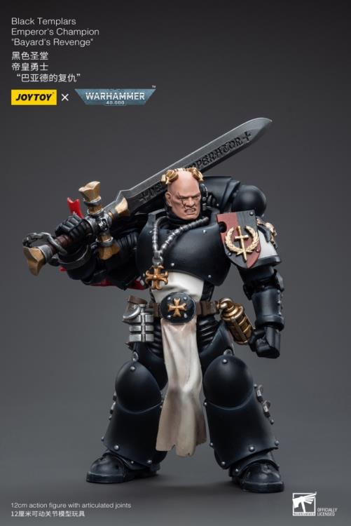 Joy Toy brings the Black Templars to life with this Warhammer 40K 1/18 scale figure! The Black Templars view the Emperor of Mankind as a literal god and have launched a crusade to enforce his reign. Converting entire worlds with the might of their massive battle fleet, their firepower is a match for any other Space Marine Chapter.