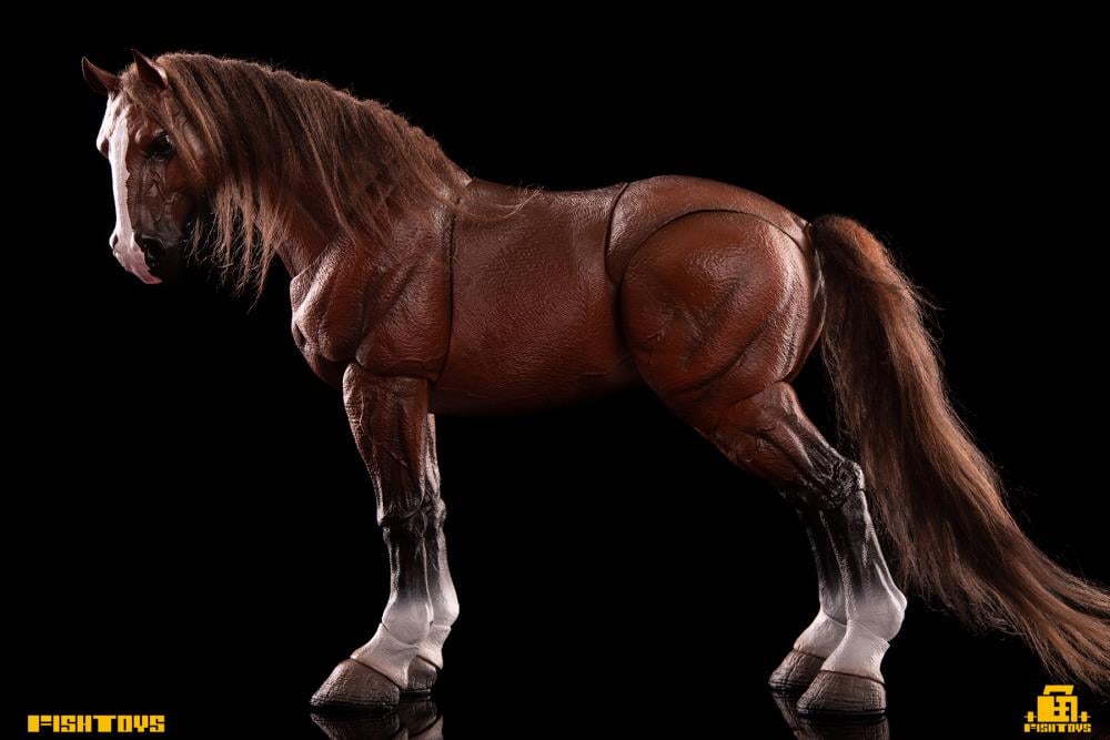 Fish Toys is proud to present a new entry in their Wilderness Series that will add some horsepower to your 1/12 collection: the Horse (Basic B Ver.)! Equipped with a full saddle, this figure includes 24 movable joints and includes a closed-mouth head sculpt with hairy lower legs. Don't miss out on adding this figure to your collection and ride off into the sunset!  Other figures shown not included (sold separately)