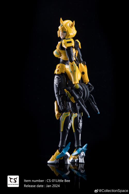 Add to your converting figure collection with this CS-01 Little Bee action figure by Collection Space! Little Bee features a high level of detail and articulation, and she can convert from robot mode into car mode!