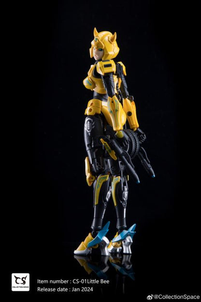 Add to your converting figure collection with this CS-01 Little Bee action figure by Collection Space! Little Bee features a high level of detail and articulation, and she can convert from robot mode into car mode!