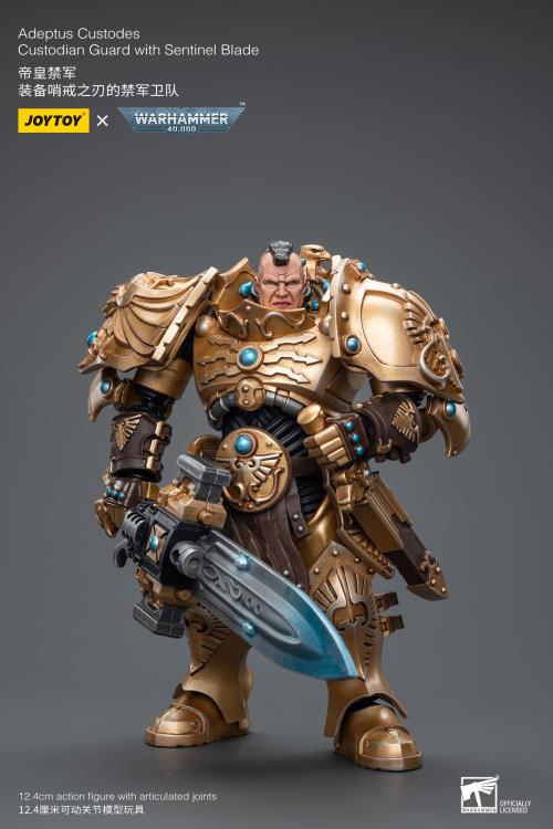 Joy Toy brings the Adeptus Custodes to life with this Warhammer 40K 1/18 scale figure! Clad in golden armor, the Adeptus Custodes chapter of the Space Marines are rumored to have been hand-crafted by the Emperor Himself. Tasked with protecting both the Imperial Palace and the physical body of the Emperor, these bastions of Imperial might are considered the deadliest warriors in the galaxy, human or otherwise.