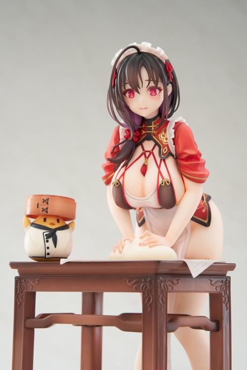 From the Azur Lane video game comes the Ting An (Tender White Jade Ver.) 1/7 scale figure by Apex! This detailed figure is around 9 inches tall and displays Ting An in the kitchen in while she attempts to knead some dough. This figure includes an additional face part to display Ting An with a "heart eyes" expression. Be sure to add this figure to your collection!